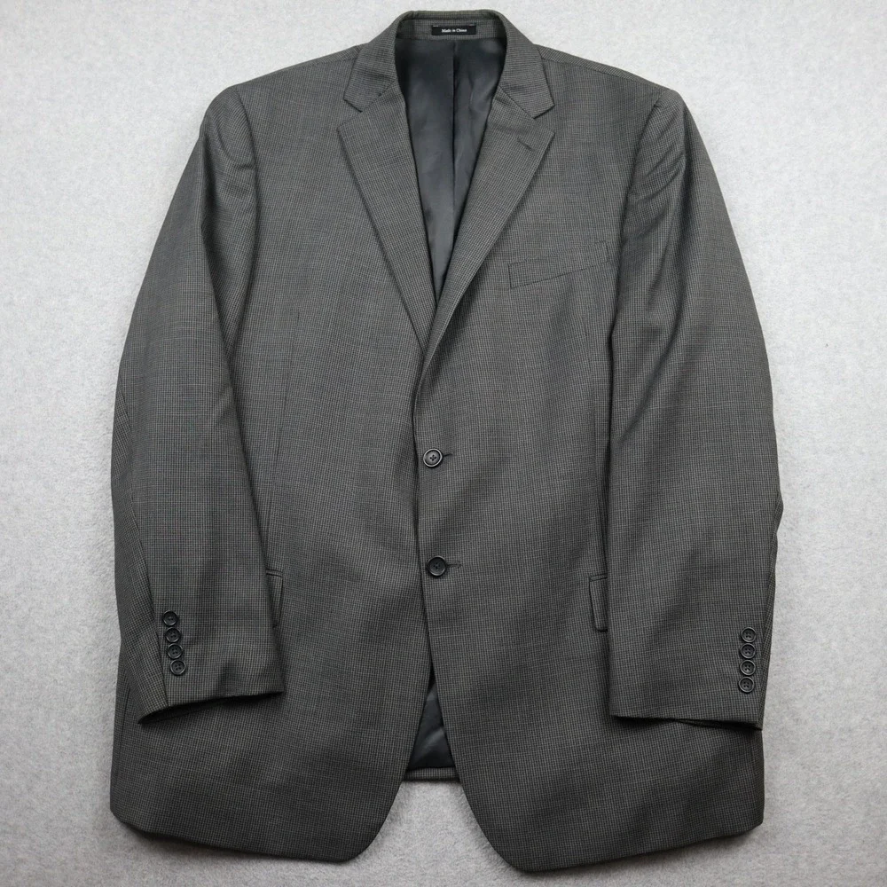 Joseph & Feiss Gold Blazer Mens 44R Executive Fit Gray Wool Blend Micro-check